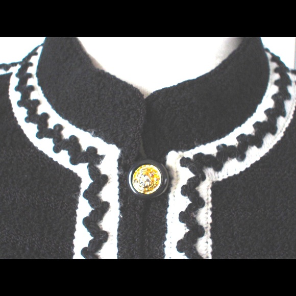 Vintage ADOLFO Black Wool Boucle Jacket+ Pleated Skirt Suit Saks Fifth Ave 36 - Picture 8 of 16